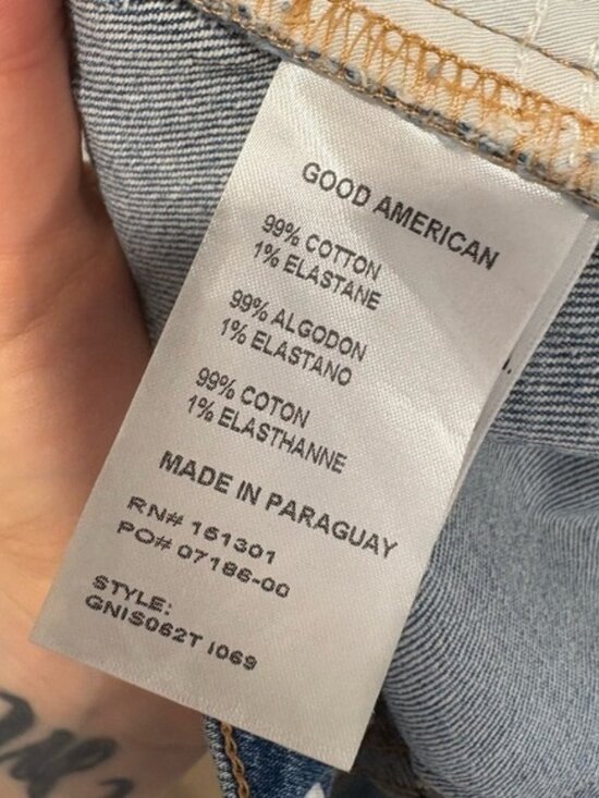 GOOD AMERICAN Distressed JEAN Shorts, Frayed Edge Raw Size 0/25,Summer Festival - Picture 6 of 7